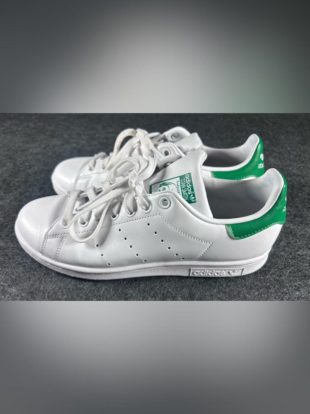 adidas Kids White Sneakers with Green Heel Tab